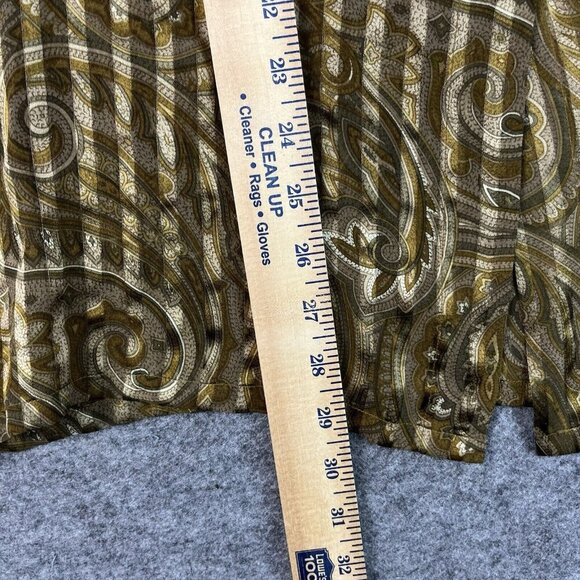 Linda Allard For Ellen‎ Tracy Sheer Silk Metallic Blouse 8 Paisley Button Down - Picture 12 of 13